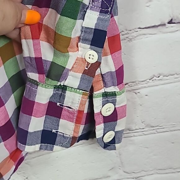 Aeropostale XS Soft Red Blue Check Plaid Button Down Long Sleeve Shirt Y2K 90s - Picture 7 of 11